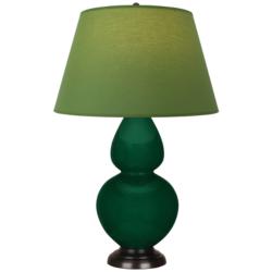Double Gourd 31"H Jungle And Bronze Lamp w/ Tea Green And Taupe Shade