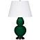 Double Gourd 31"H Jungle And Deep Bronze Table Lamp With Pearl Shade