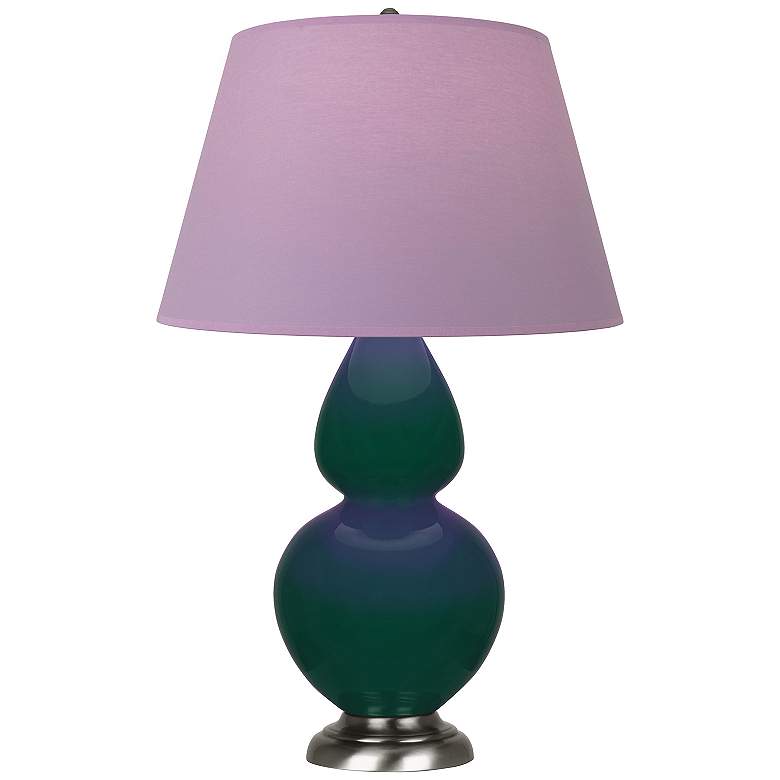 Image 1 Double Gourd 31"H Jungle And Silver Lamp w/ Lavender And Plum Shade