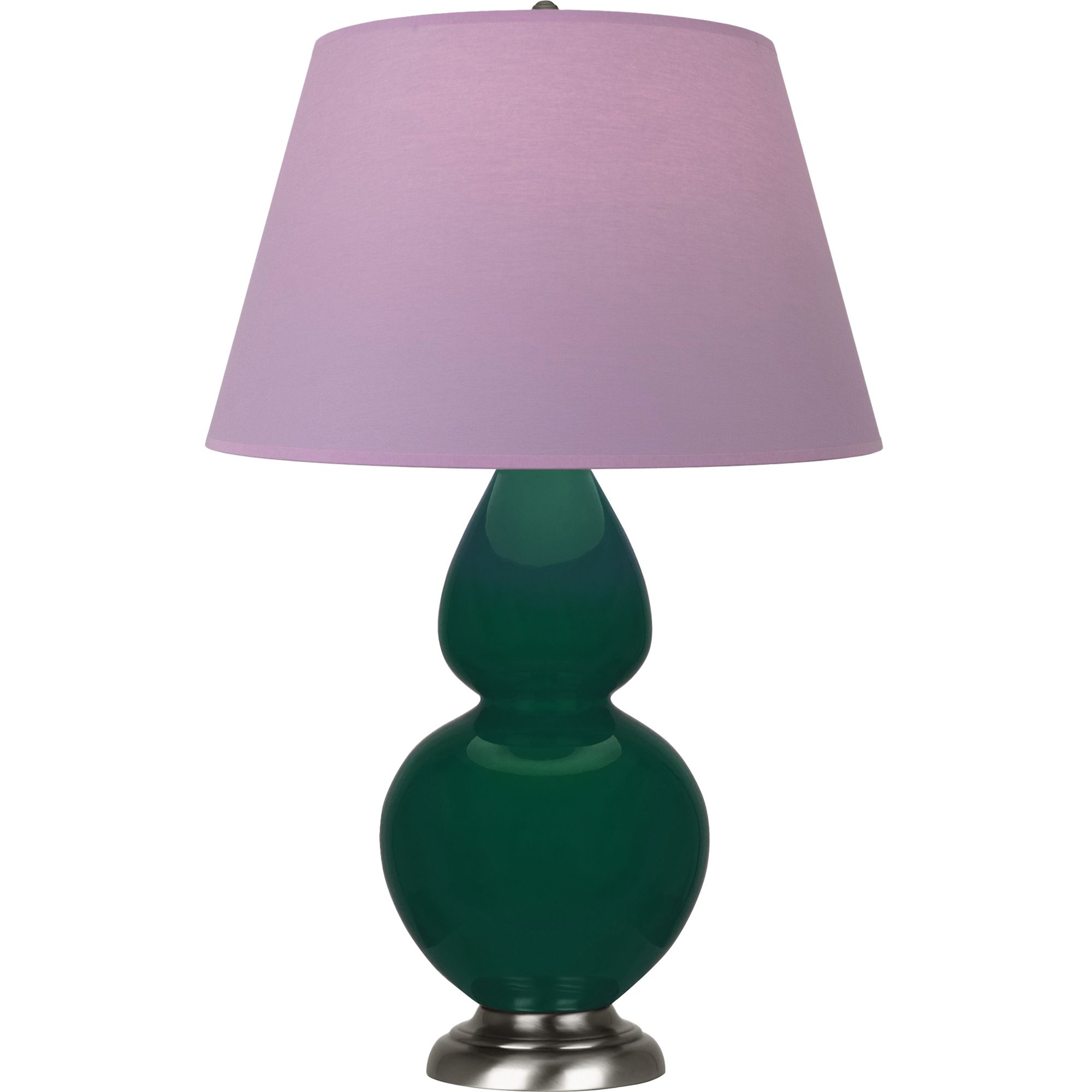 Image 2 Double Gourd 31"H Jungle And Silver Lamp w/ Lavender And Plum Shade more views