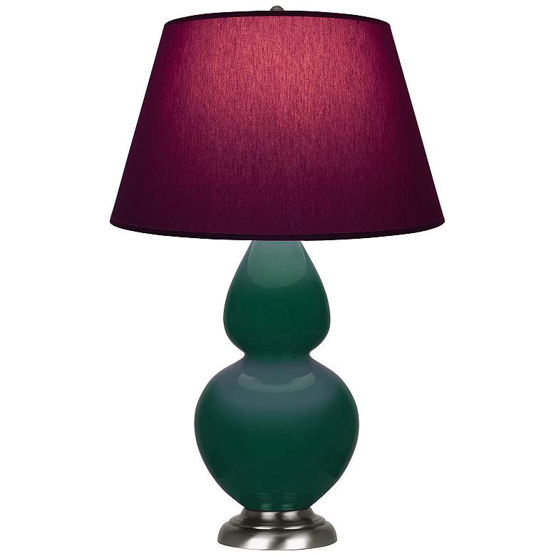 Image 1 Double Gourd 31"H Jungle And Silver Lamp w/ Plum And Lavender Shade