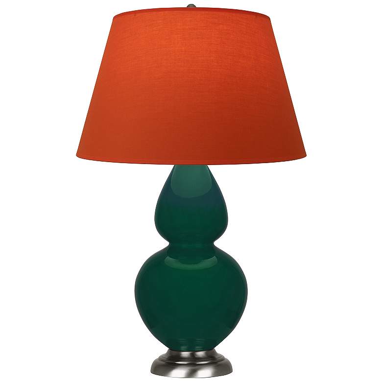 Image 1 Double Gourd 31"H Jungle And Silver Lamp w/ Tangerine And Taupe Shade