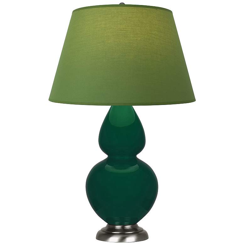 Image 1 Double Gourd 31"H Jungle And Silver Lamp w/ Tea Green And Taupe Shade