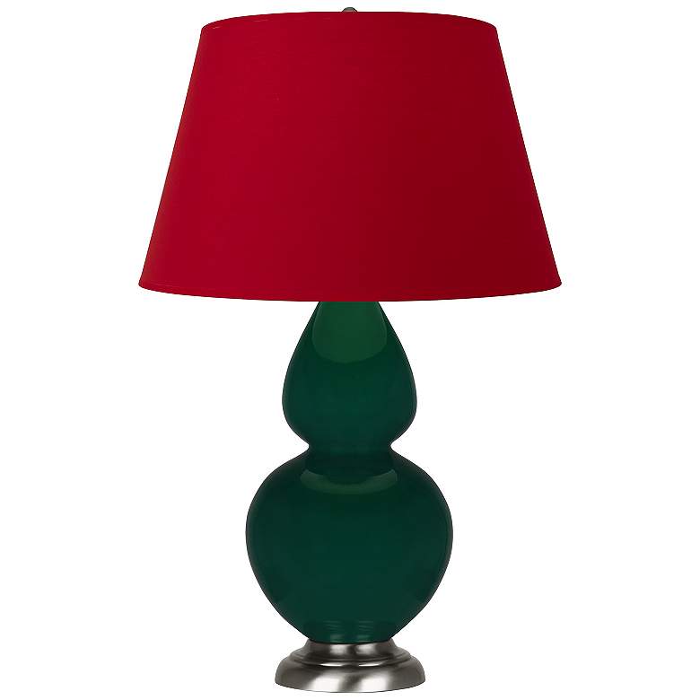 Image 1 Double Gourd 31"H Jungle And Silver Table Lamp w/ Black And Red Shade