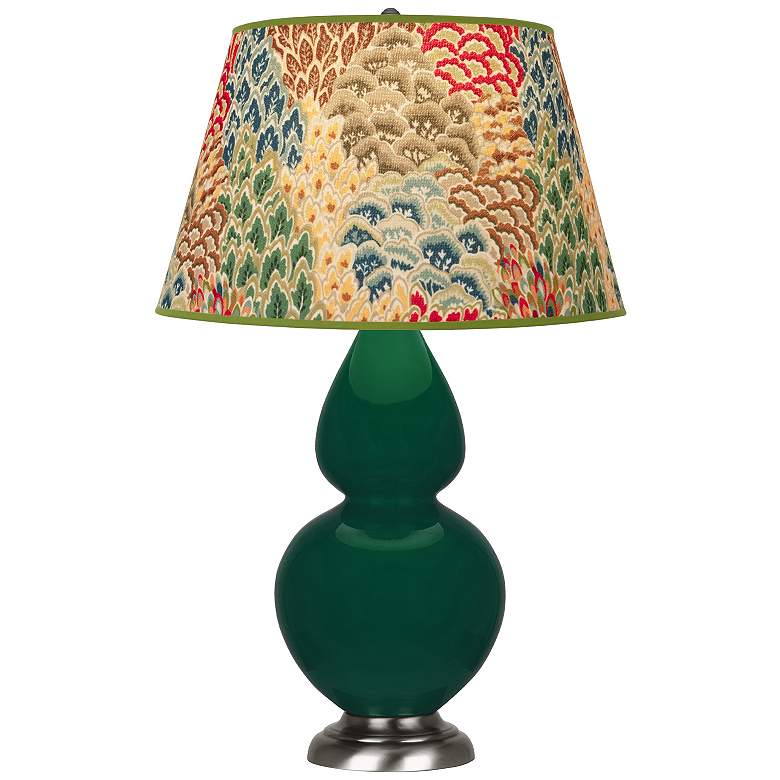 Image 1 Double Gourd 31"H Jungle And Silver Table Lamp w/ Fall Floral Shade