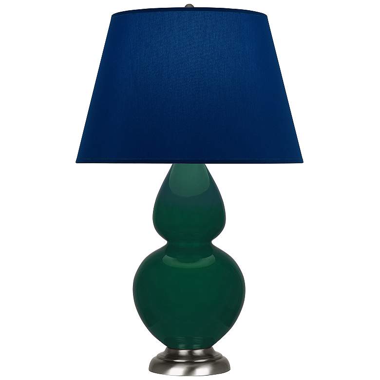 Image 1 Double Gourd 31"H Jungle And Silver Table Lamp w/ Navy And Gray Shade