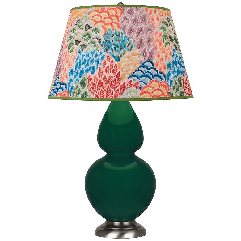 Image 1 Double Gourd 31"H Jungle And Silver Table Lamp w/ Spring Floral Shade