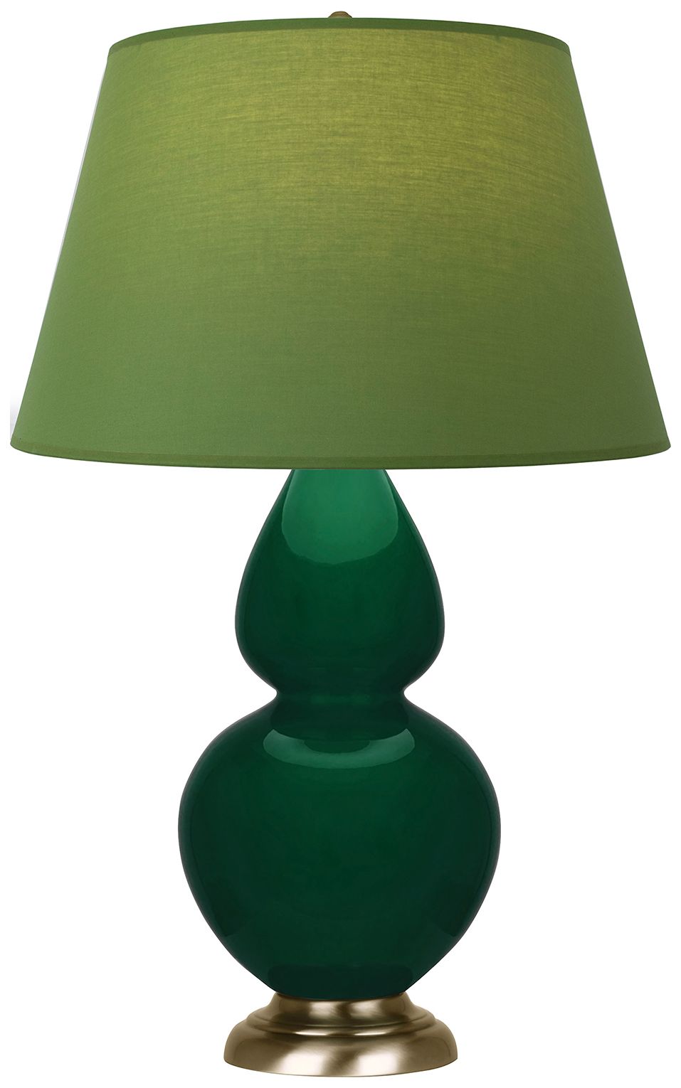 Double Gourd 31"H Jungle & Brass Lamp w/ Tea Green & Taupe Made to Order