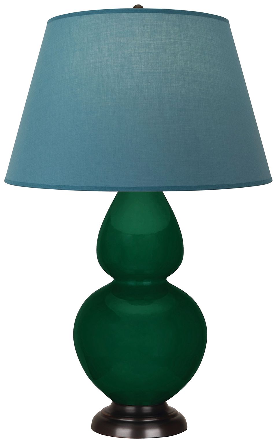 Double Gourd 31"H Jungle & Bronze Lamp w/ Bright Blue & Gray Made to Order