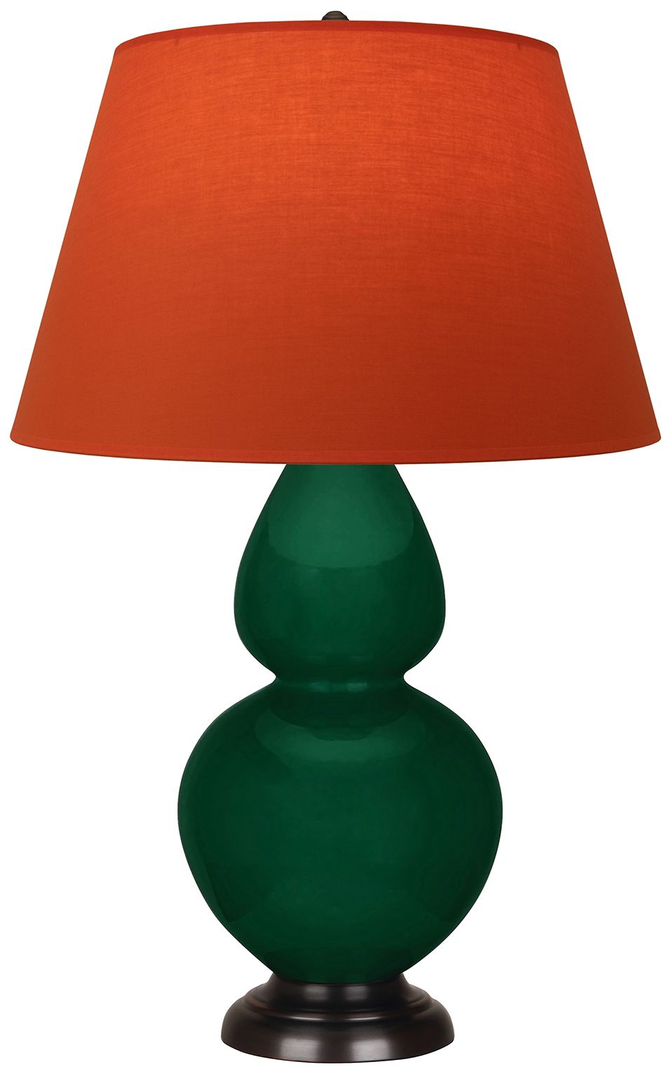 Double Gourd 31"H Jungle & Bronze Lamp w/ Tangerine & Taupe Made to Order