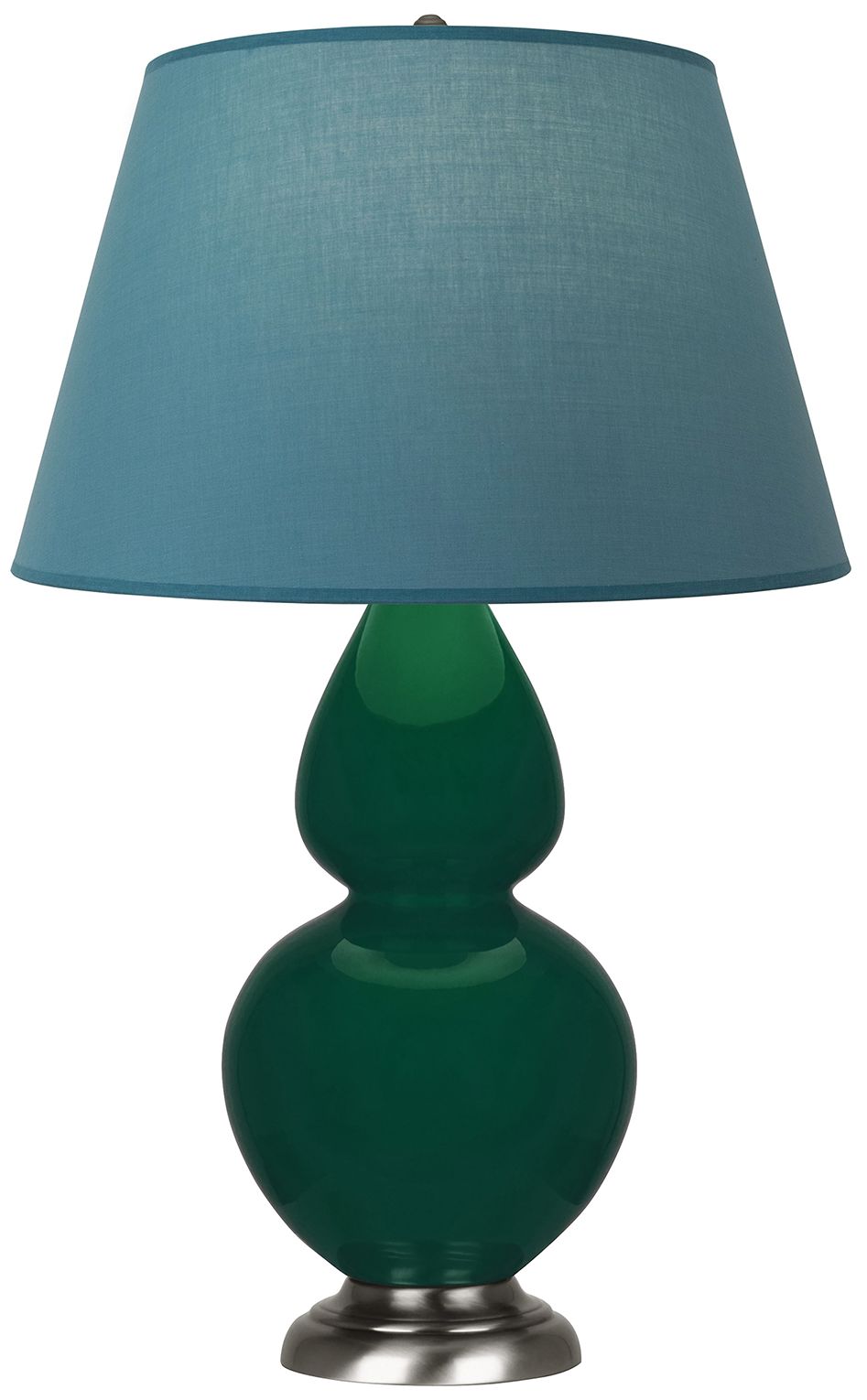 Double Gourd 31"H Jungle & Silver Lamp w/ Bright Blue & Gray Made to Order