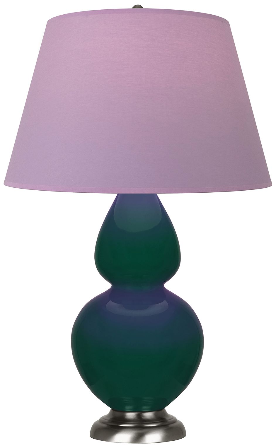 Double Gourd 31"H Jungle & Silver Lamp w/ Lavender & Plum Made to Order