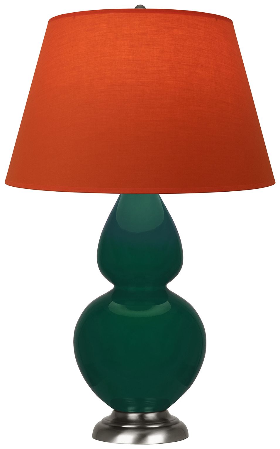 Double Gourd 31"H Jungle & Silver Lamp w/ Tangerine & Taupe Made to Order