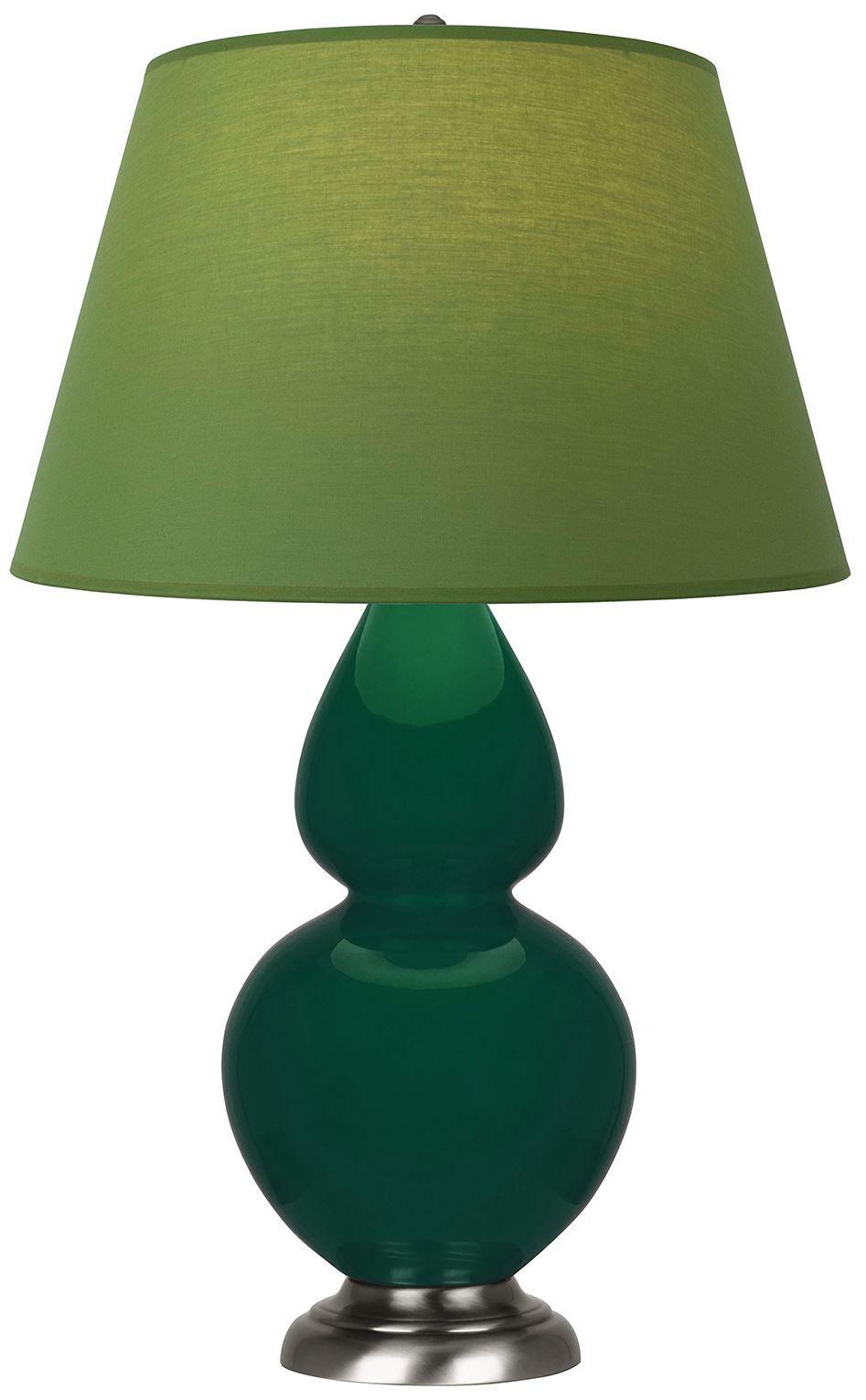 Double Gourd 31"H Jungle & Silver Lamp w/ Tea Green & Taupe Made to Order