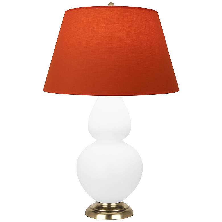 Image 1 Double Gourd 31"H Lily And Brass Lamp w/ Tangerine And Taupe Shade
