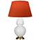 Double Gourd 31"H Lily And Brass Lamp w/ Tangerine And Taupe Shade