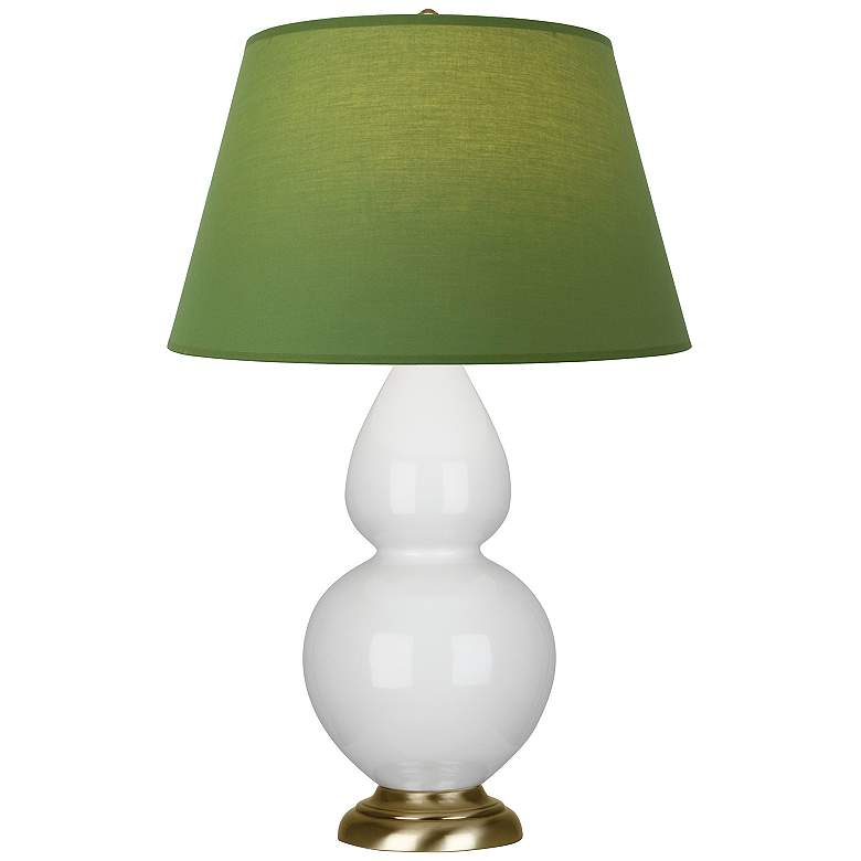 Image 1 Double Gourd 31"H Lily And Brass Lamp w/ Tea Green And Taupe Shade
