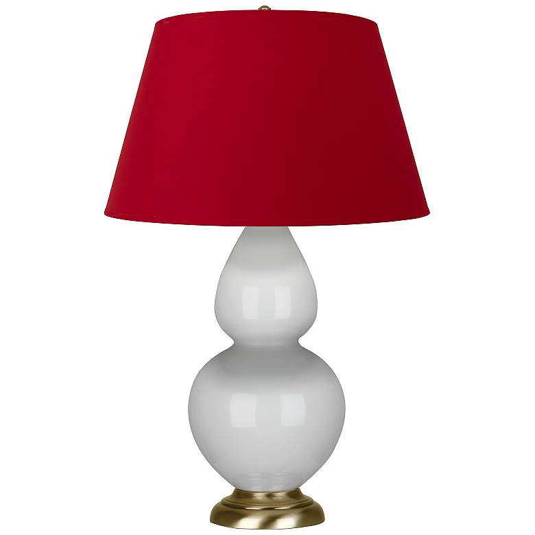 Image 1 Double Gourd 31"H Lily And Brass Table Lamp w/ Black And Red Shade