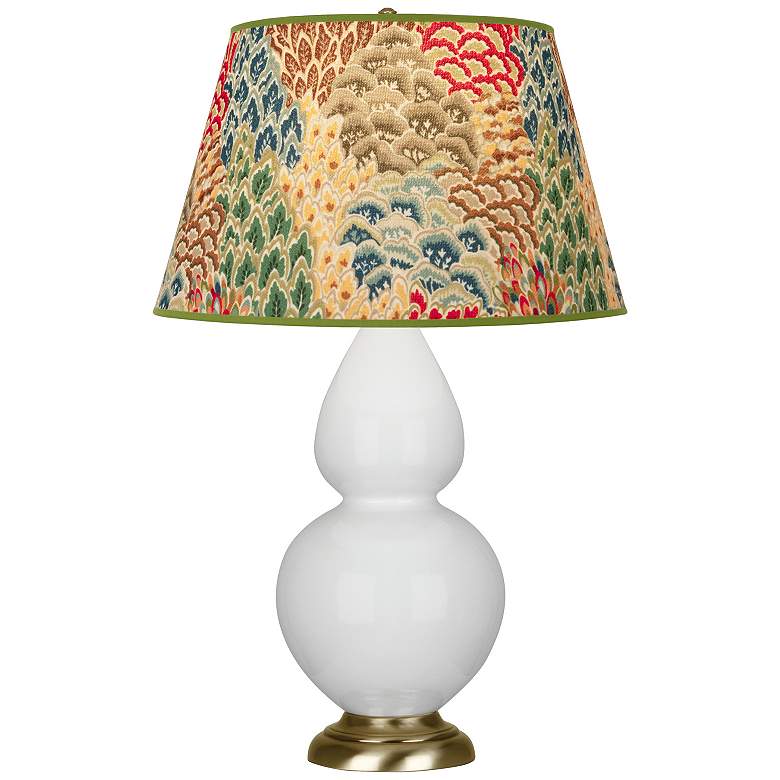 Image 1 Double Gourd 31"H Lily And Brass Table Lamp w/ Fall Floral Shade