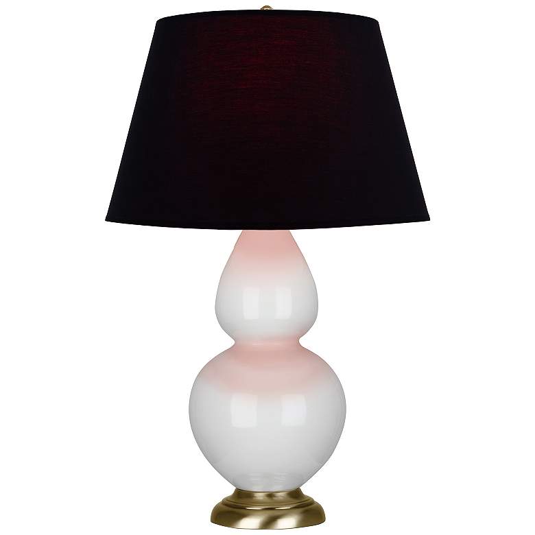 Image 1 Double Gourd 31"H Lily And Brass Table Lamp w/ Ink And Rose Shade
