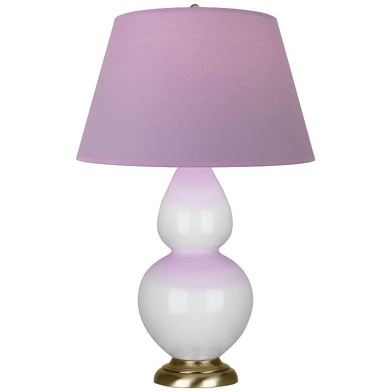 Image 1 Double Gourd 31"H Lily And Brass Table Lamp w/ Lavender And Plum Shade