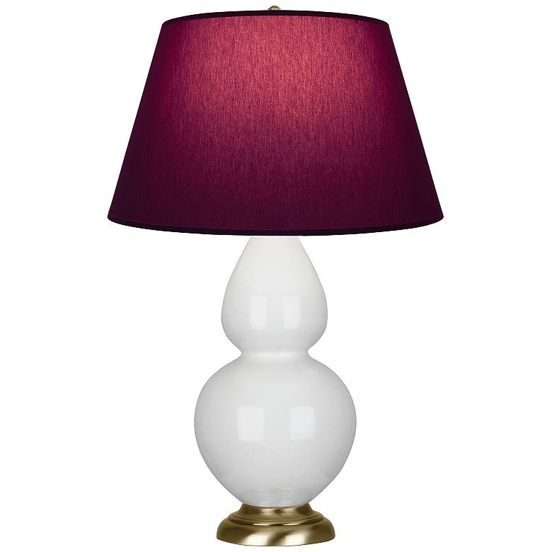 Image 1 Double Gourd 31"H Lily And Brass Table Lamp w/ Plum And Lavender Shade