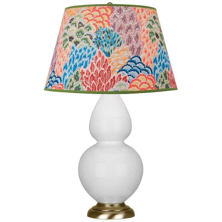 Image 1 Double Gourd 31"H Lily And Brass Table Lamp w/ Spring Floral Shade
