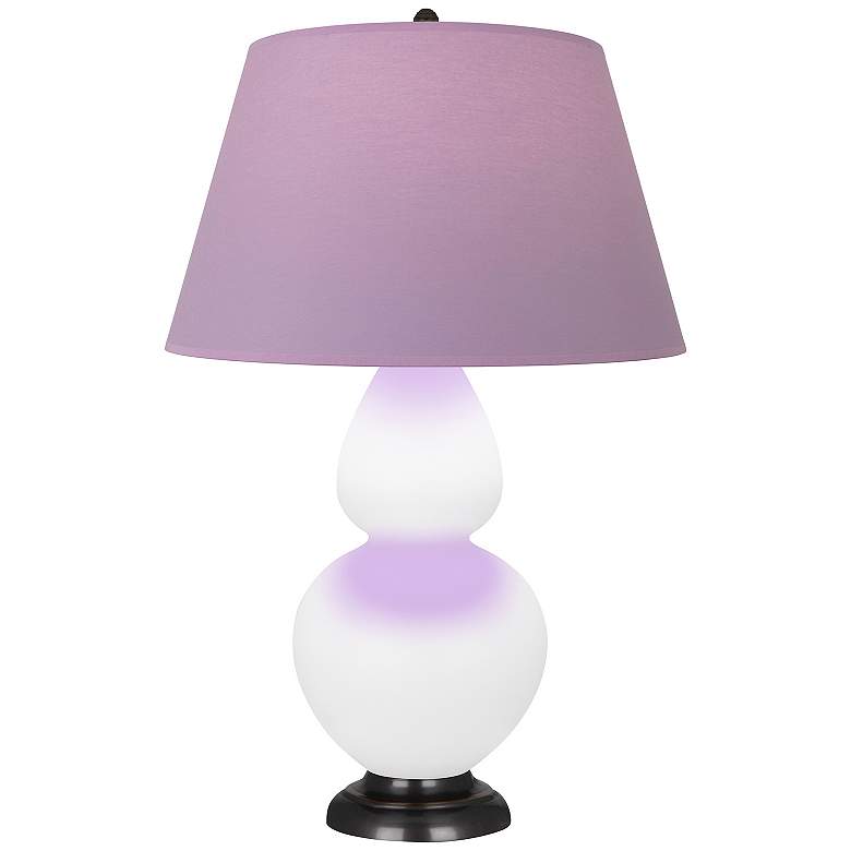 Image 1 Double Gourd 31"H Lily And Bronze Lamp w/ Lavender And Plum Shade