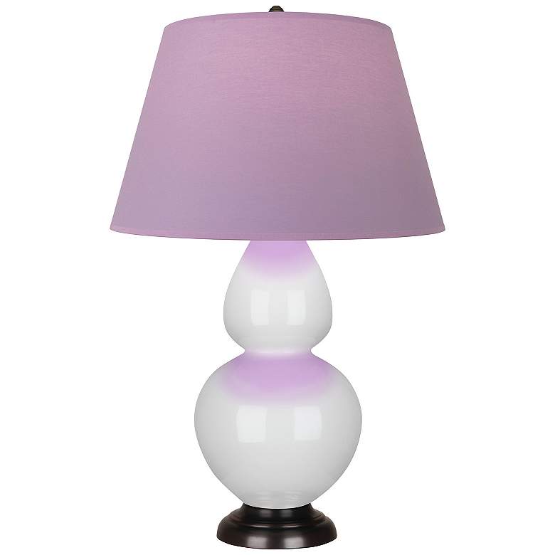 Image 1 Double Gourd 31"H Lily And Bronze Lamp w/ Lavender And Plum Shade