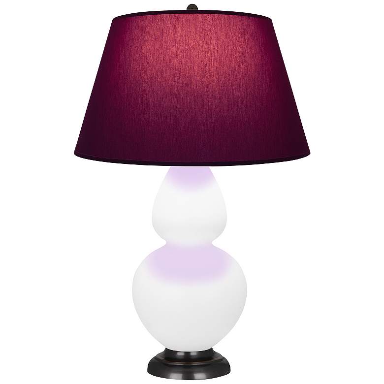 Image 1 Double Gourd 31"H Lily And Bronze Lamp w/ Plum And Lavender Shade