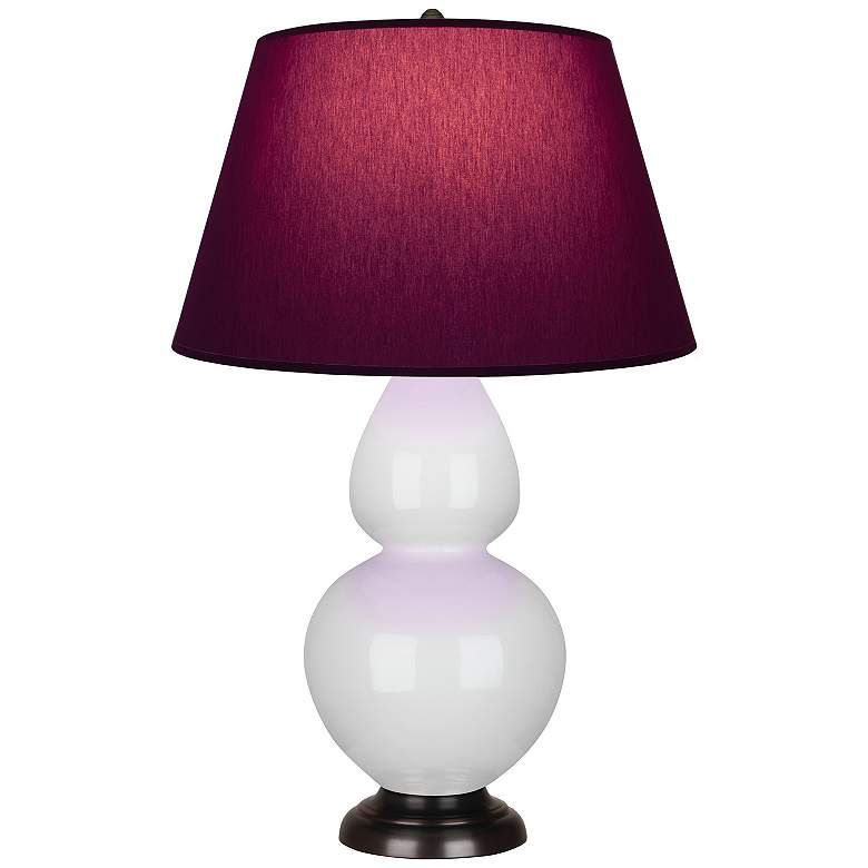 Image 1 Double Gourd 31"H Lily And Bronze Lamp w/ Plum And Lavender Shade