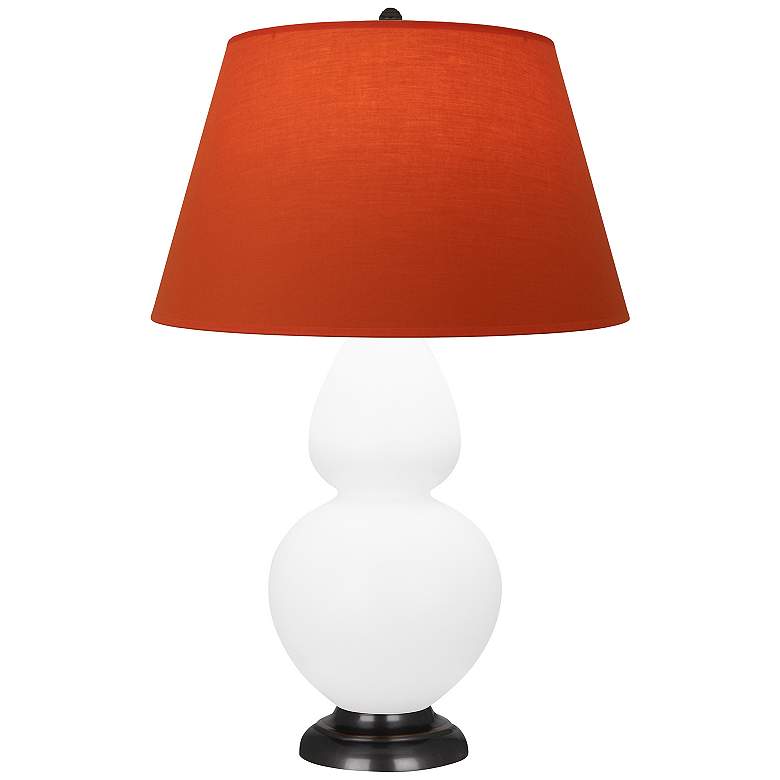 Image 1 Double Gourd 31"H Lily And Bronze Lamp w/ Tangerine And Taupe Shade
