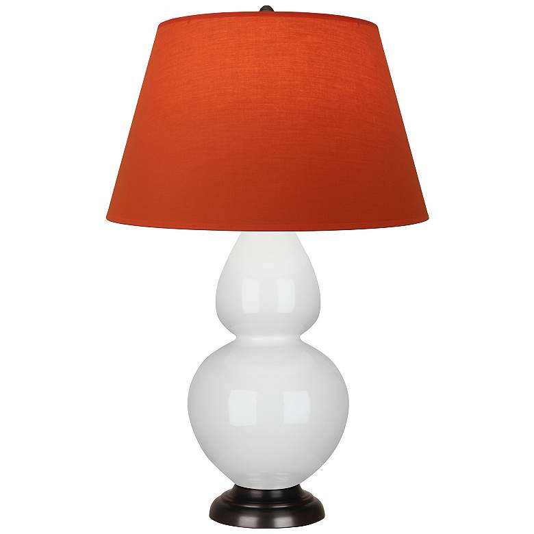 Image 1 Double Gourd 31"H Lily And Bronze Lamp w/ Tangerine And Taupe Shade