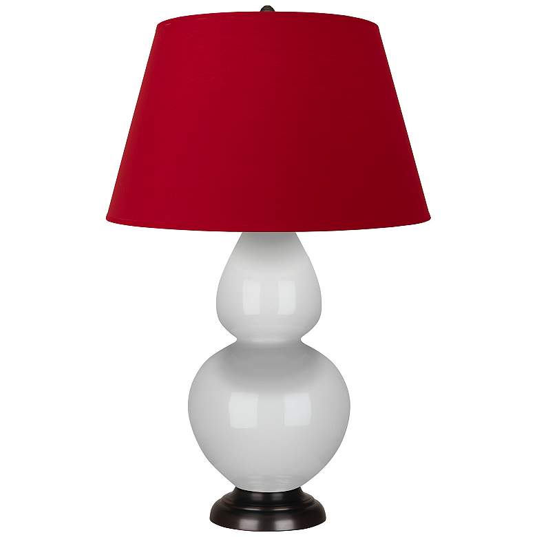 Image 1 Double Gourd 31"H Lily And Bronze Table Lamp w/ Black And Red Shade
