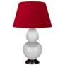 Double Gourd 31"H Lily And Bronze Table Lamp w/ Black And Red Shade