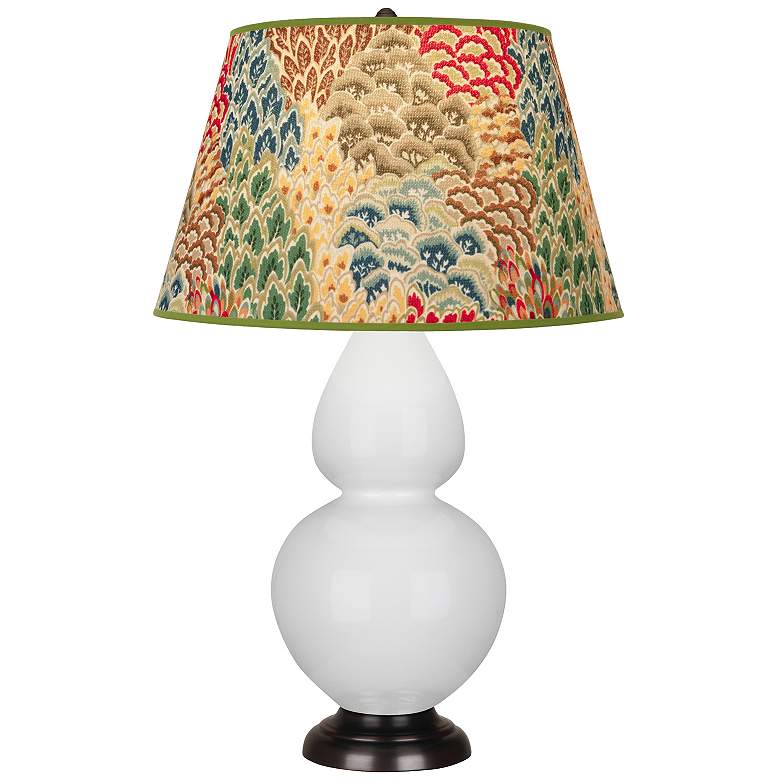 Image 1 Double Gourd 31"H Lily And Bronze Table Lamp w/ Fall Floral Shade
