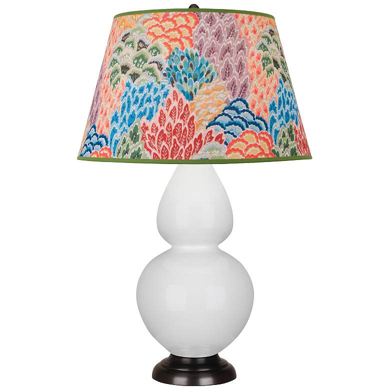 Image 1 Double Gourd 31"H Lily And Bronze Table Lamp w/ Spring Floral Shade