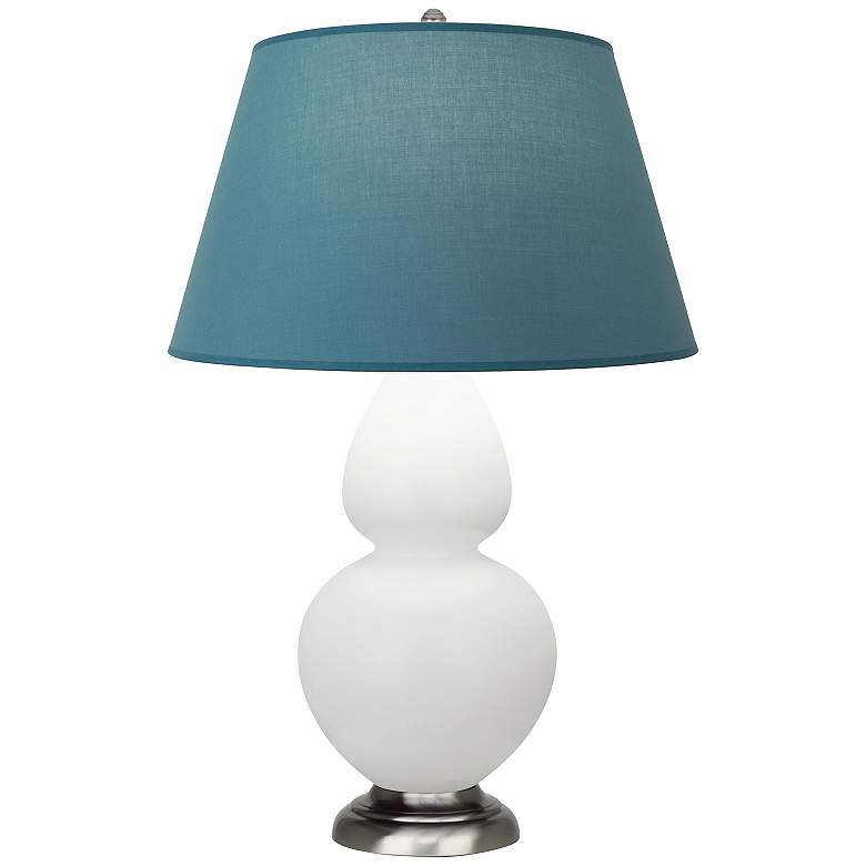 Image 1 Double Gourd 31"H Lily And Silver Lamp w/ Bright Blue And Gray Shade