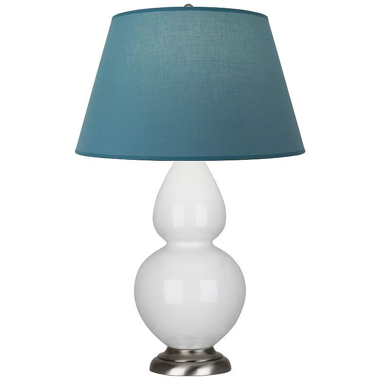 Image 1 Double Gourd 31"H Lily And Silver Lamp w/ Bright Blue And Gray Shade