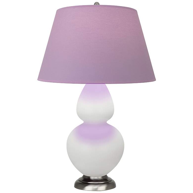 Image 1 Double Gourd 31"H Lily And Silver Lamp w/ Lavender And Plum Shade
