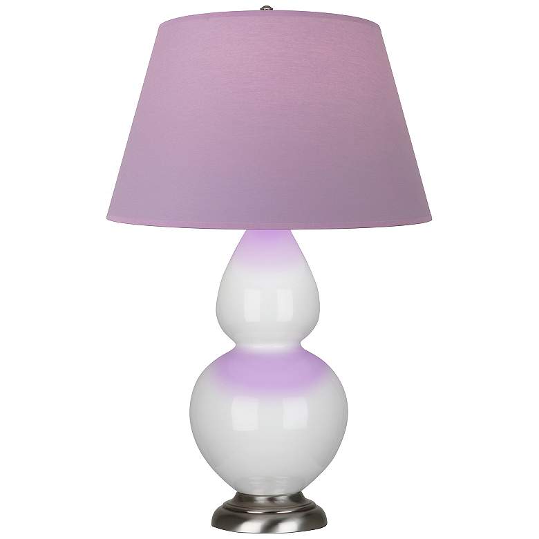Image 1 Double Gourd 31"H Lily And Silver Lamp w/ Lavender And Plum Shade