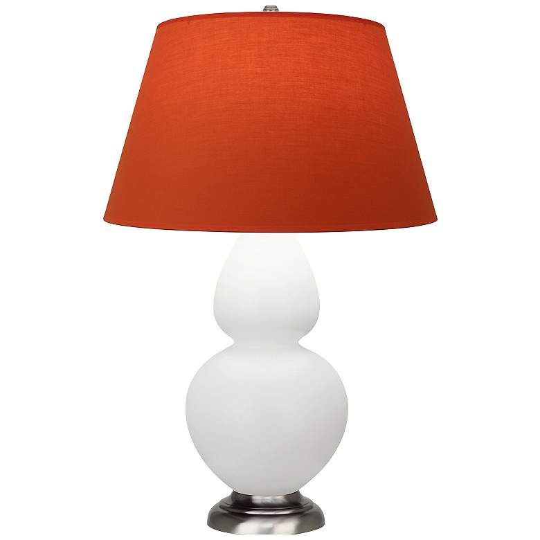 Image 1 Double Gourd 31"H Lily And Silver Lamp w/ Tangerine And Taupe Shade