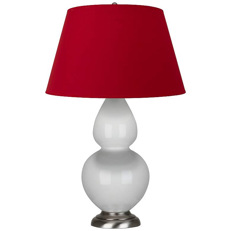 Image 1 Double Gourd 31"H Lily And Silver Table Lamp w/ Black And Red Shade