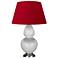 Double Gourd 31"H Lily And Silver Table Lamp w/ Black And Red Shade