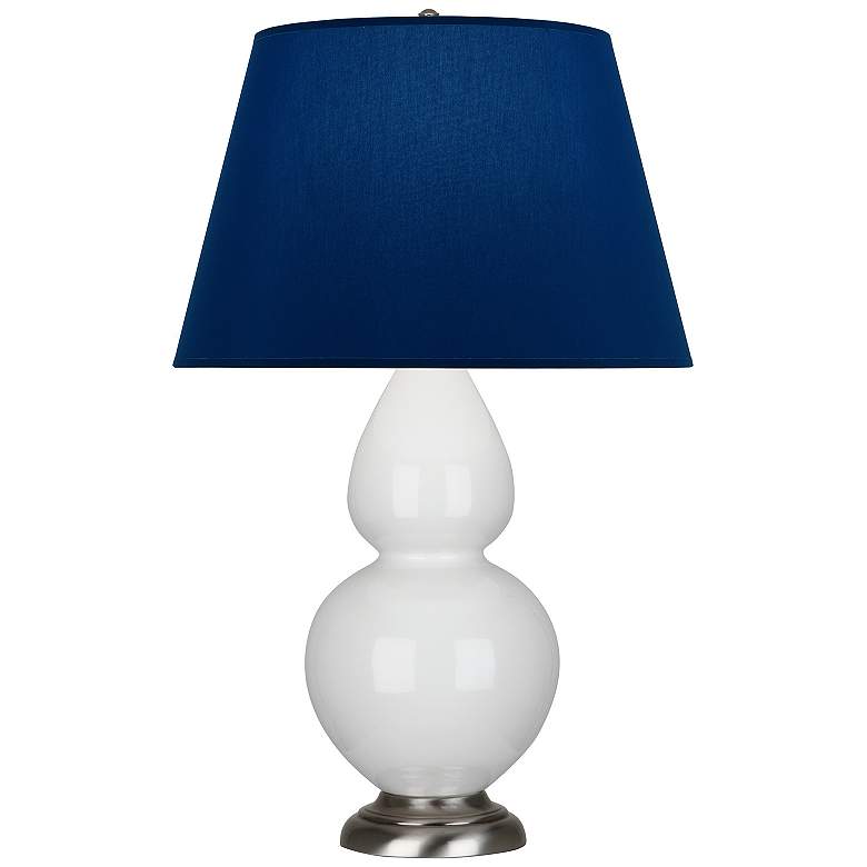 Image 1 Double Gourd 31"H Lily And Silver Table Lamp w/ Navy And Gray Shade