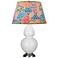 Double Gourd 31"H Lily And Silver Table Lamp w/ Spring Floral Shade