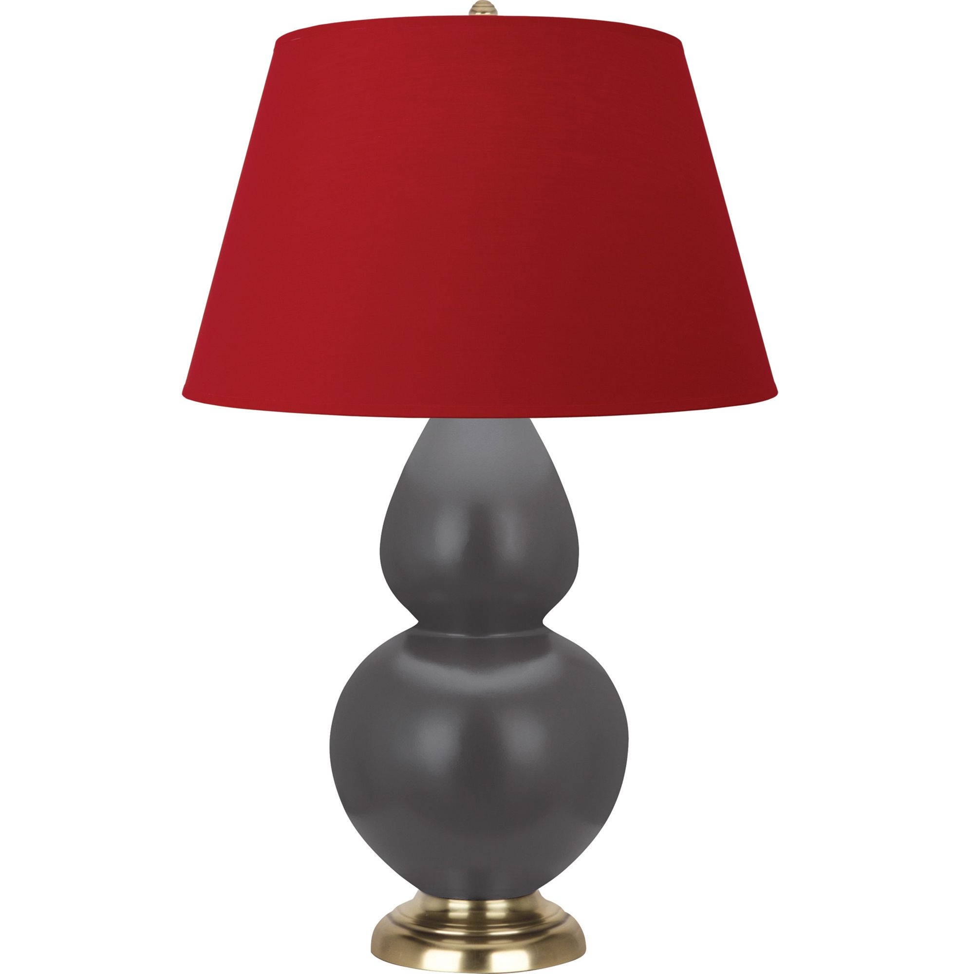 Image 2 Double Gourd 31"H Matte Ash And Brass Lamp w/ Black And Red Shade more views