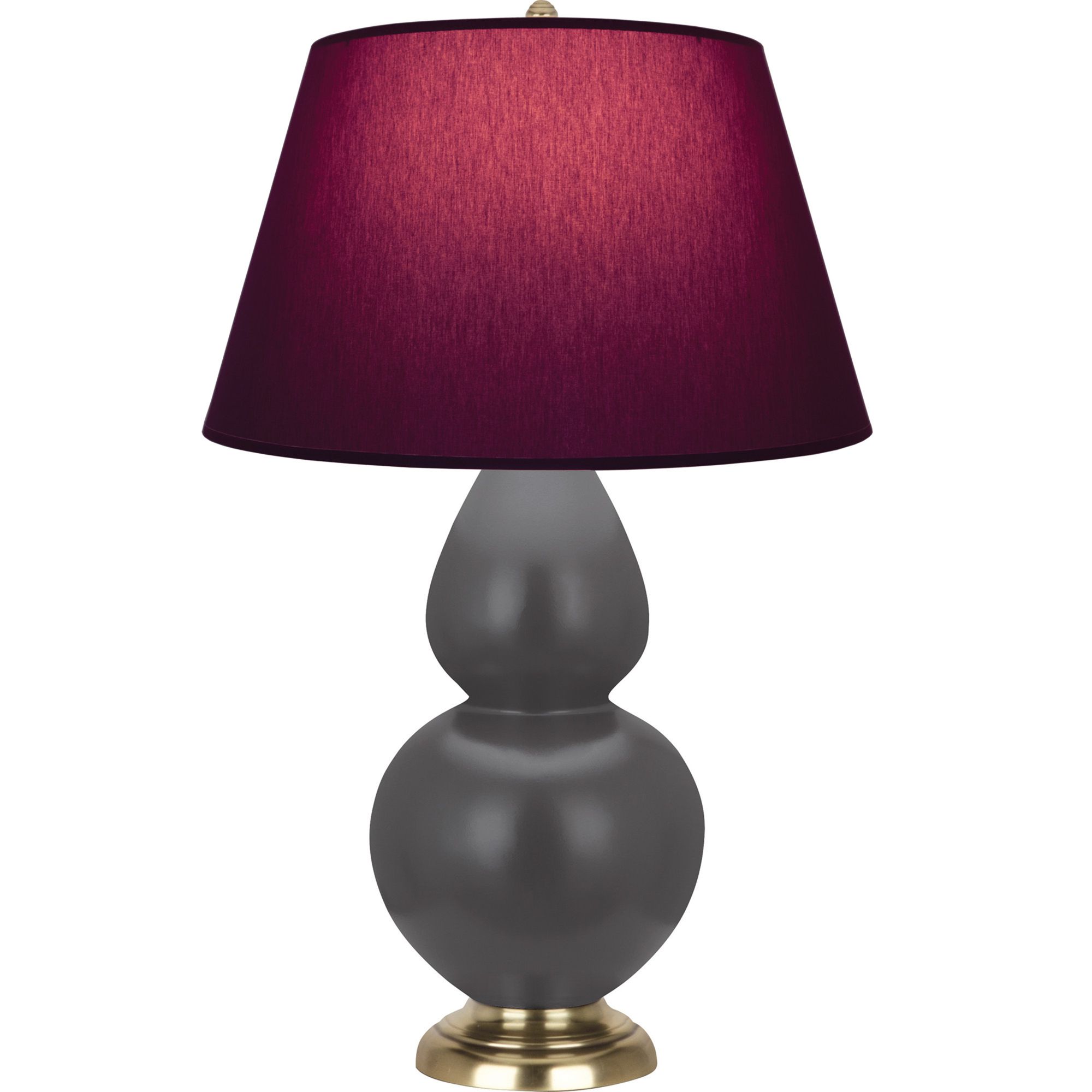Image 2 Double Gourd 31"H Matte Ash And Brass Lamp w/ Plum And Lavender Shade more views