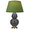 Double Gourd 31"H Matte Ash And Brass Lamp w/ Tea And Taupe Shade