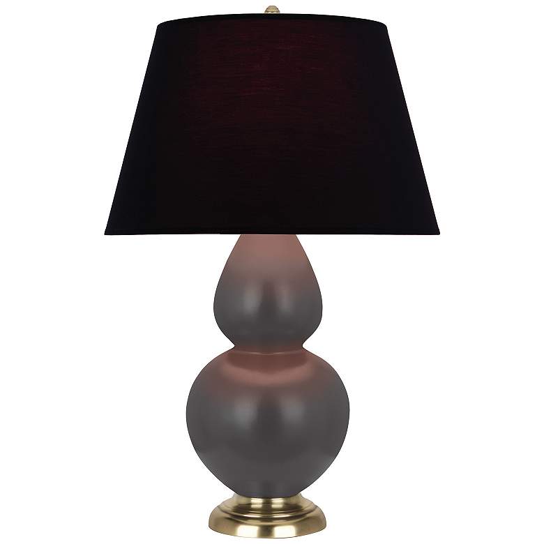 Image 1 Double Gourd 31"H Matte Ash And Brass Table Lamp w/ Ink And Rose Shade